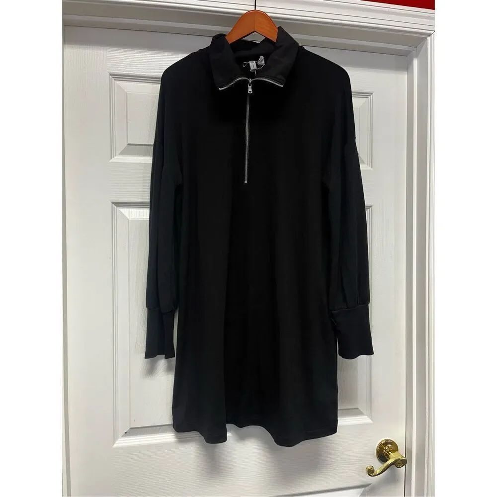 Cable & Gauge Black Quarter Zip Long Sleeve Dress sz L
